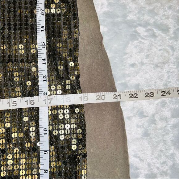 French Connection UK Style Sleeveless Sequin Mini Dress, Green & Gold - Picture 11 of 11